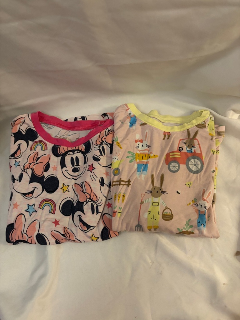 Little Sleepies Pink Minnie Mouse & Pastel Bunny Pajama Tops Only
